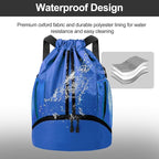 Hoedia Sports Drawstring Backpack - String Swim Gym Bag with Shoes Compartment and Wet Proof Pocket for Women and Men, Blue
