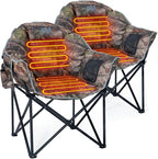 LILYPELLE Oversized Heated Camping Chair, Patio Lounge Chairs with 3 Heat Levels, Portable Folding Heated Chair Round Moon Saucer Folding Lawn Chair Outdoor Chair for Camping, Lounge Patio