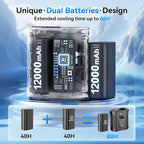 [Dual Battery] Next-Gen AI Portable Waist Fan Clip On 24000mAh, MAX 80H Runtime, 17000RPM Powerful 5 Speeds, Rechargeable Belt Fan with Filter Power Bank Flashlight, Shirt Fans for Men Outdoors Travel