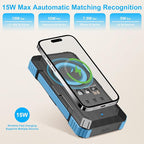 Solar Charger Power Bank 49800mAh Wireless Portable Phone Charger, 22.5W QC3.0 Fast Charging Built in 4 Cables with USB C 6 Outputs & 2 Inputs for Cell Phone