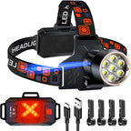 Led Headlamp Rechargeable, Super Bright Headlights for Head, Motion Sensor Head lamp, 3 Modes USB-C IPX7 Waterproof Head Flashlight for Adults, Rechargeable Headlamps for Camping Hiking Hard Hat