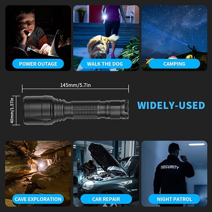 Super Bright Flashlight NT23 1500 Lumens Small Tactical Flashlights with Clip, Long Beam Distance, 4 Light Modes with Mode Memory, IP68 Waterproof, for Camping Hiking Emergency Use