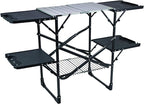 GCI OUTDOOR Slim-Fold Cook Station | Portable Folding Kitchen Table with a Heat Resistant Tabletop, 4 Side Tables & Storage Rack, Perfect for Picnics & Camping Trips
