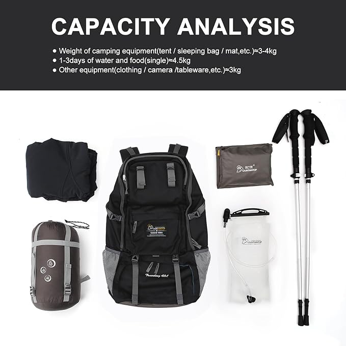 MOUNTAINTOP 40L Hiking Backpack Lightweight Travel Backpack for Men&Women Outdoor Camping Backpacking