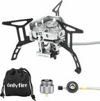 ONLYFIRE Portable Camping Gas Stove 6800W, Small Backpacking Stove with Piezo Ignition, Propane Adapter, Mini Camp Stove with Carry Bag for Outdoor Cooking, Picnic, Camping and Hiking, GS334