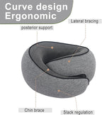 Cloud Sleep Travel Pillow｜360° Adjustable Neck Pillow for Airplane & Office｜NASA Memory Foam｜Free Eye Mask & Earplugs (Grey)