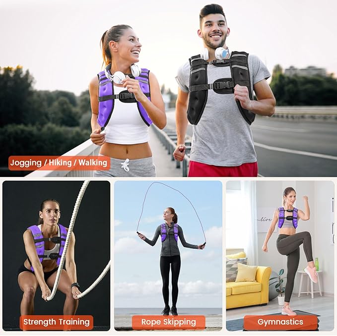 Weighted Vest, 6lb/8lb/12lb/16lb/20lb/25lb/30lb Weight Vest for Men Women, Body Weight Vests Adjustable with Reflective Stripe for Strength Training, Running, Training Workout, Jogging, Walking
