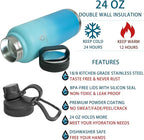 Modern Water Bottle with Straw Lid Dustproof, 3 Lids Vacuum Insulated Stainless Steel Metal Thermos, Reusable Leak Proof BPA-Free Flask for Gym, Travel, Sports-24 Oz Gradient Blue
