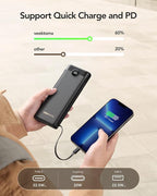VEEKTOMX Portable Charger,30000mAh Power Bank with Built-in Cable and 22.5W Fast Charging,Travel Camping Essential,for iPhone 17/16/15/14, Android, etc(1 Pack)