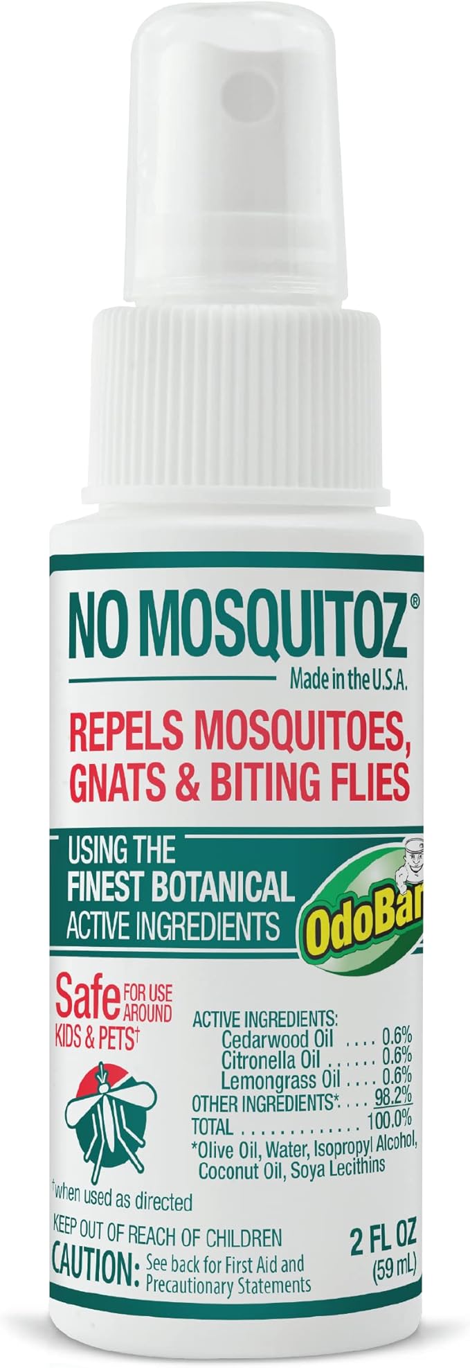 No Natz No Mosquitoz Botanical Bug Repellent, Effective for Gnat, Mosquito, and Biting Flies, Hand-Crafted and DEET-Free, Non-Greasy Formula, Made in The USA, 2 Ounce Spray Bottle