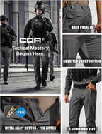 CQR Men's Flex Ripstop Tactical Pants, Water Resistant Stretch Cargo Pants, Lightweight EDC Hiking Work Pants