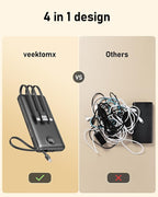 VEEKTOMX Portable Charger Built-in Cables,10000mAh Power Bank for iPhone,Fast Charge USB C Battery Pack Travel Essentials Powerbank Compatible with iPhone 17/16/15/14, Samsung S25/24, Android, etc
