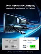AINOPE USB C to USB C Cable 60W, 16.4ft USB Type C Cable Right Angle, Compatible with Samsung Galaxy S21 S20, Note 20 Ultra 10 9 8, MacBook Air/Pro 13'', iPad mini 6/Pro/Air 2020 (16.4FT, Grey)