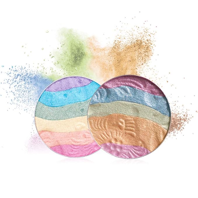 FantasyDay Pro 6 Colors 3D Baked Rainbow Highlighter Eyeshadow Makeup Palette Xmas Cosmetic Blusher Shimmer Powder Contouring Kit Unicorn Blush