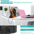 PANERGY Portable Camping Fan with Light, 20000mAh Rechargeable Battery Operated Outdoor Fan, 4 Speeds, 270° Pivoting & 360°Foldable Hook for Camping/Beach/Patio