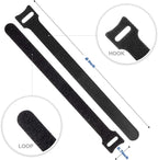 OneLeaf 80PCS Reusable Cable Ties, Black Adjustable 6-Inch Cord Organizer Ties, Multi-purpose Hook Loop Cable Management Wire Ties for Organizing Home, Office, Data Centers