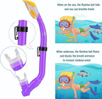Kids Mask Fins Snorkel Set Snorkeling Packages, with Diving Mask, Snorkel, Adjustable Swim Fins, Mesh Bag, Anti-Fog Anti-Leak Snorkeling Gear for Kids for Snorkeling Swimming Diving