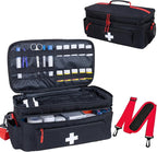 First Aid Bag Empty Large Medical Bag with Shoulder Strap 16”x 9.5” x 7” Medicine Organizer Travel First Aid kit Emergency Supplies Storage Bag for Car, Home, Office, Outdoor (Black)