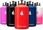 HYDRO CELL Stainless Steel Insulated Water Bottle with Straw - For Cold & Hot Drinks - Metal Vacuum Flask with Screw Cap and Modern Leakproof Sport Thermos for Adults (Mandarin 64oz)