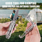 Portable 5-in-1 Camping Utensils - Detachable Travel Utensils Flatware Set - Compact Camping Multitool With Spoon, Fork, Knife, Bottle Opener - Great for Outdoor Adventures (Stainless Steel)
