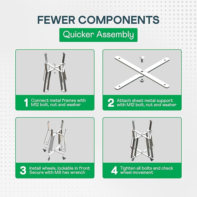 IDZO Grill Rolling Cart for BGE Minimax & Kamado Joe Junior 18", Grill Stand with Heavy-Duty Locking Caster Wheels, Powder-Coated Charcoal BBQ Base, Outdoor Cooking Accessories