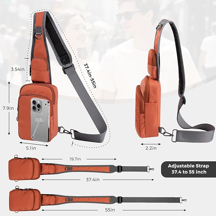 VADOO Sling Bag, Crossbody Bag with Zipper Lock, RFID Blocking & Water Resistant for Men and Women