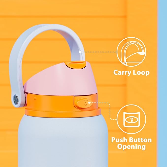 40 oz Insulated Water Bottle with Straw: Meoky Stainless Steel Metal Water Bottle with 2-in-1 Lid - Leak Proof, Cold for 24 Hours, Protective Silicone Base, BPA-Free for Gym Sports, Periwinkle