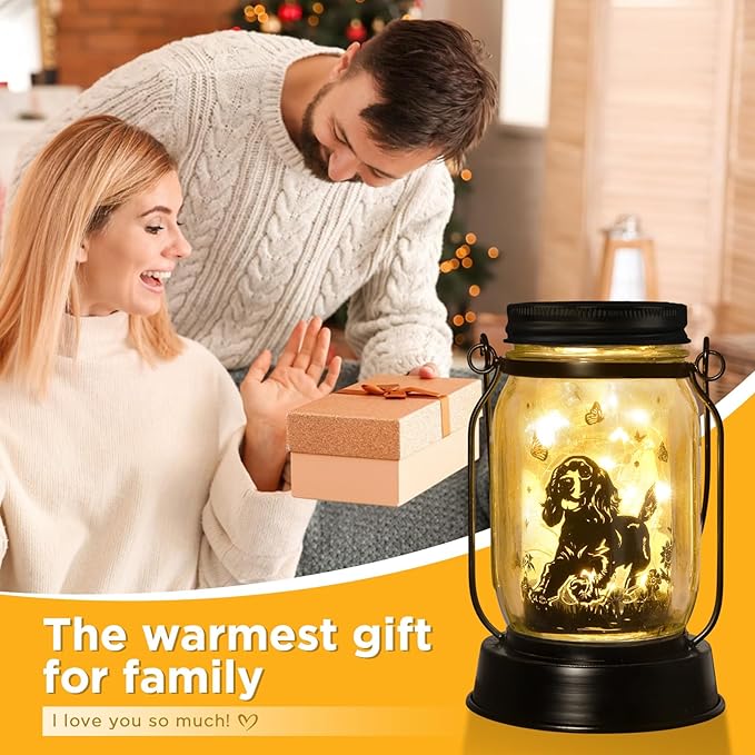 Cocker Spaniel Dog Gifts for Women/Men Cocker Spaniel Solar Lanterns Birthday Dog Lovers Lantern Pet loss Dog Memorial Lights Solar Garden Decoration for Yard, Patio,Backyard,Porch Torches Light