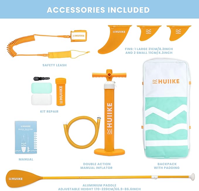 Inflatable Paddle Board for Adults with Accessories Included, Oar, Fins, Pump. Stand Up Paddleboard Great Stability and Resistance. 10’ x 33" x 5.9", Maximum Load 286 lb