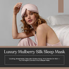 Lunya Washable Silk Sleeping Mask – Thermoregulating Mulberry Silk, Light Blocking and Comfortable Fit – Sleep Mask for Women and Men with Box – Delicate Pink – Small