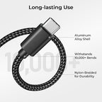 Basesailor for iPhone 17 16 Pro Max Charger Cord,USB to USB C Cable,Type C Charging Power Cord for Apple 17e 15 iPad 10 Air 4 5,Samsung Galaxy S26 S25 S24 S23,Black,2Pack 6.6FT(2M)