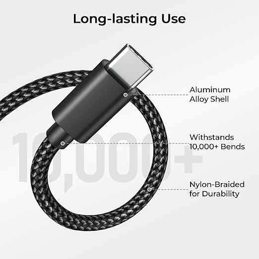 Basesailor for iPhone 17 16 Pro Max Charger Cord,USB to USB C Cable,Type C Charging Power Cord for Apple 17e 15 iPad 10 Air 4 5,Samsung Galaxy S26 S25 S24 S23,Black,2Pack 3.3FT(1M)
