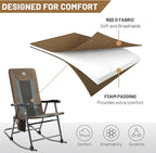 TIMBER RIDGE Foldable Padded Rocking Chair for Outdoor, High Back and Heavy Duty, Portable for Camping, Patio, Lawn, Garden, Yard or Balcony, Supports 300lbs (Brown)