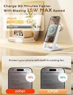 3 in 1 Charging Station for iPhone, Magsafe Wireless Charger with Cooling Fan for iPhone 16 15 14 13 12 Series & Apple Watch Charger 10/Ultra 2, Wireless Charging Station for AirPods 4/3/Pro