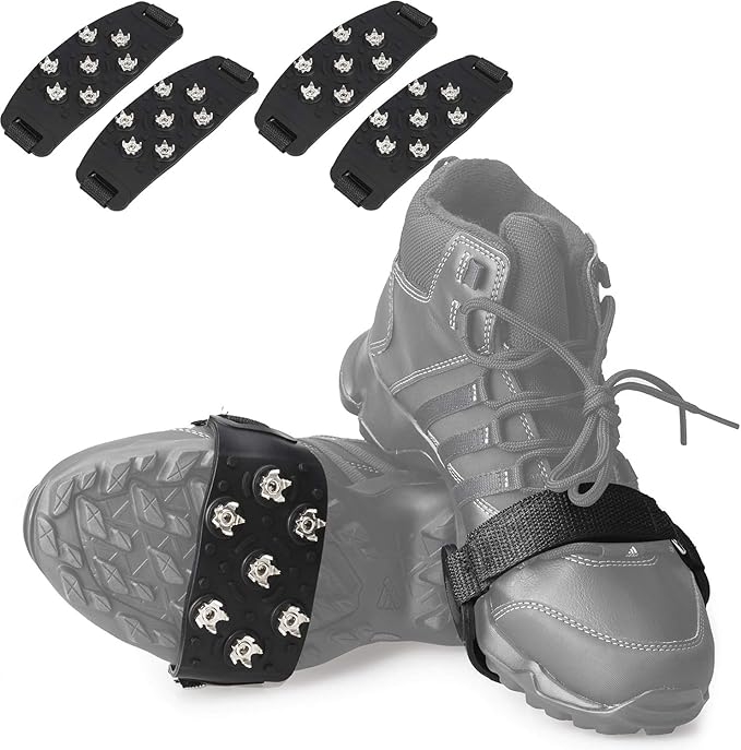 Crampon Traction Cleats Anti-Skid Traction Grips Crampons Spikes 7 Point Cleats for Footwear for Walking, Jogging, Hiking, Mountaineering Ice Snow Grips
