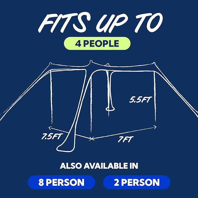 SUN NINJA Beach Tent Sun Shelter UPF50+ - Easy Pop Up Beach Canopy - Outdoor Shade for Camping Trips, Fishing, Backyard Fun Picnics - Sand Shovel, Ground Pegs & Stability Poles