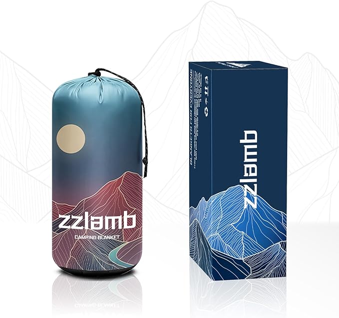 zzlamb Camping Blanket, Outdoor Lightweight Travel Blanket Puffy Portable Down Alternative, Windproof Warm Cloak with Snaps, Cozy Quilt Backpacking Picnic RV Plane Car Hammock Beach Climbing