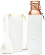 Authentic Ayurvedic Copper Water Bottle (34Oz /1000ml) With Carrying Canvas Bag & Sleeve For Drinking Water And Leak-Proof