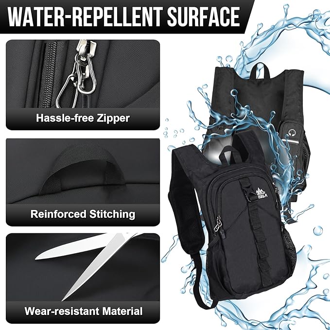 FUNANASUN 16L Ultra-Lightweight Foldable Waterproof Hiking Backpack For Women Men Small Backpack For Hiking Commuting Travel, Black