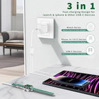 Multi Charger for Apple Watch Charger/iPhone 16 Charge/Multiple Devices, 3 in 1 Travel Charging Cable 6.1FT with 20W USB C iWatch Chargers Fast Charging for i-Watch Series/iPhone 15 16 Pro Max/14/13