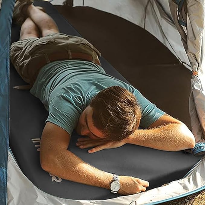 INVOKER Camping Sleeping Pad 2.75” Memory Foam Fast Self Inflating Insulated Durable Camping Mat Air Mattress with Pillow，for Tent, Traveling, Car, Camping, Grey