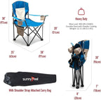 SUNNYFEEL Oversized Folding Camping Chair 500 LBS Heavy Duty Lawn Chairs for Adults Blue Portable Folding with Armrest, Cup Holder, Pocket ＆Bag for Outdoor Camping/Beach/Travel/Picnic/Fishing