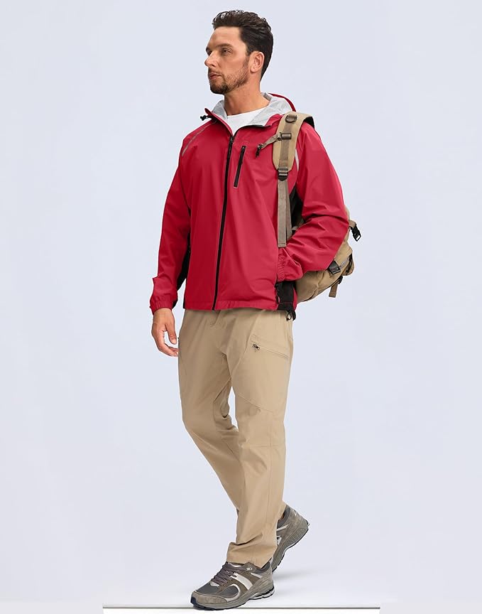 Men's Cycling Rain Jackets Waterproof Running Bike Windbreaker Lightweight Packable Hooded Jacket