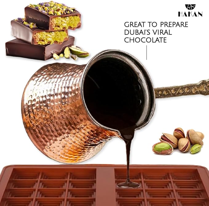 Hakan Turkish Coffee Pot | Stove Top Water Boiler, Coffee Maker, Butter, Chocolate & Milk Warmer | Even and Quick Heat with Handcrafted Copper Material | Coffee Gifts Idea, 10.5 Oz (310 cc)