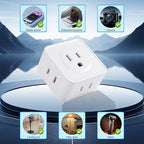 Multi Plug Outlet Extender, FiiMan 5 Outlet Splitter Wall Adapter, 3-Prong Grounded Outlet to The Side, Flat Wall Plug Side Access Adapter, 5 Way Outlet Extender Tap, White (1 Pack)