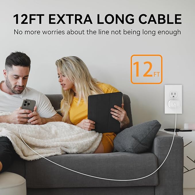 Phone 17 16 15 Pro Charger Fast Charging, 20W USB C Fast Charger Block with 12FT Long Type C Chargers Fast Charging Cable Cord for Phone 17/17 Pro/17 Pro Max/Air/16 Pro Max/16 Pro/15Pro Max/Pro, S24