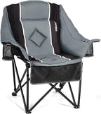 Oversized Camping Chair for Large Adults Heavy Duty 400 lbs Capacity, Comfortable Padded Folding Lawn Chair with Back & Headrest Support and Cup Holder, Portable Outdoor Chair with Carry Bag