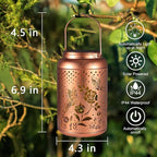 Rose Butterfly Decoration Solar Lanterns Outdoor Waterproof Garden Decor Gifts for Women Mon Grandma Metal Hanging Solar Lights for Outside LED Lanterns for Yard, Patio