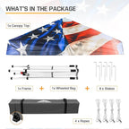 EAGLE PEAK 10x10 Slant Leg Pop-up Canopy Tent Easy One Person Setup Instant Outdoor Beach Canopy Folding Portable Sports Shelter 10x10 Base 8x8 Top (Stars and Stripes)