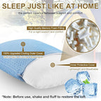 Ivellow Travel Pillow Camping Pillow for Sleeping Cooling Shredded Memory Foam Pillow Compressible Compact Medium Firm,Breathable Soft Cover,Ideal Outdoor Car Backpacking Hiking Essential Gear Blue S